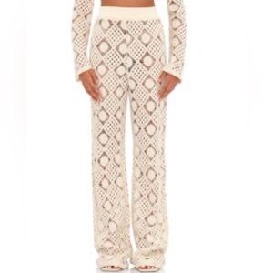 Andrea Iyamah Cream Crochet Pants cover up knit medium